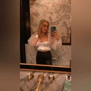 ASOS White Long Sleeve sweetheart crop top